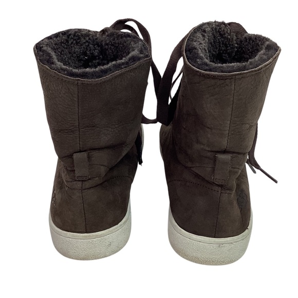 UGG Starlyn Leather Sheepskin High Top Sneakers Dark Brown - Picture 8 of 14
